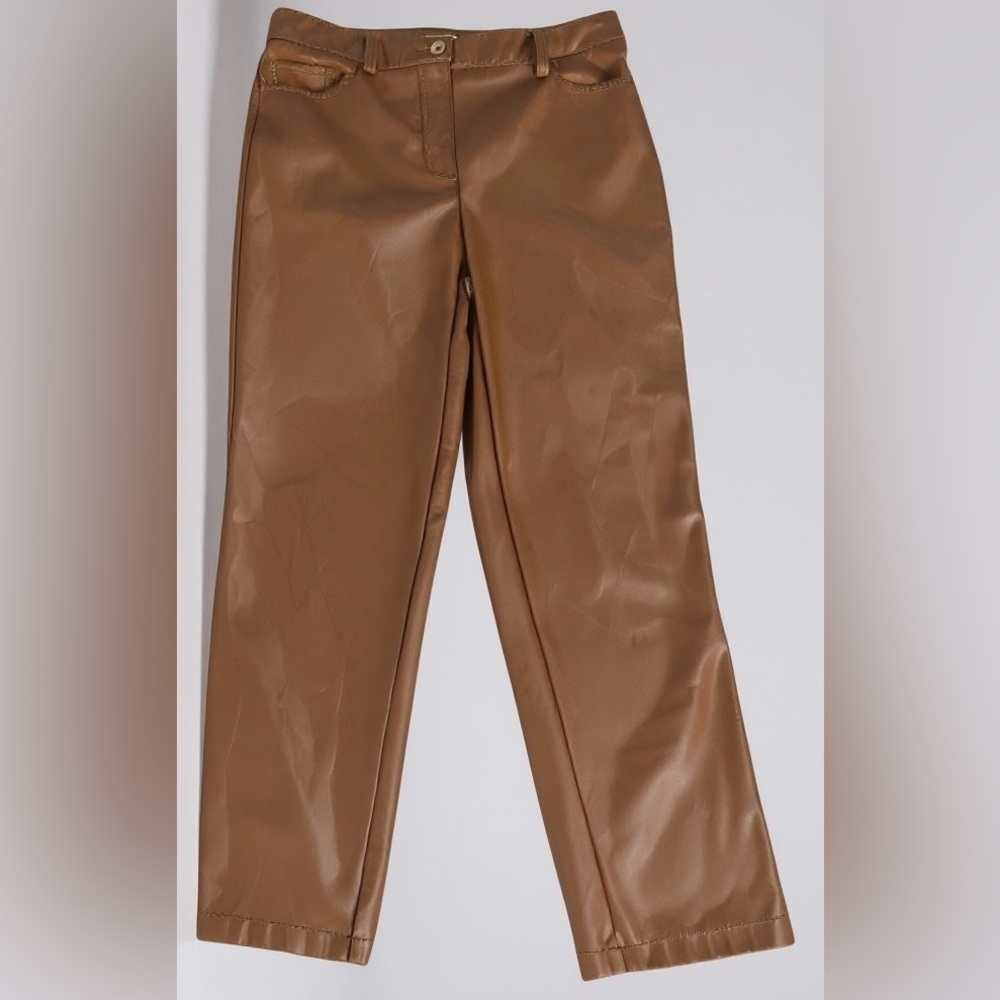 Maison d'Amé Brown‎ Boot Cut High Rise Faux Leather Pants.